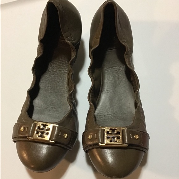 Tory Burch Shoes | Tory Burch Ballerina Flats Sz 8 Euc Olive Green | Poshmark